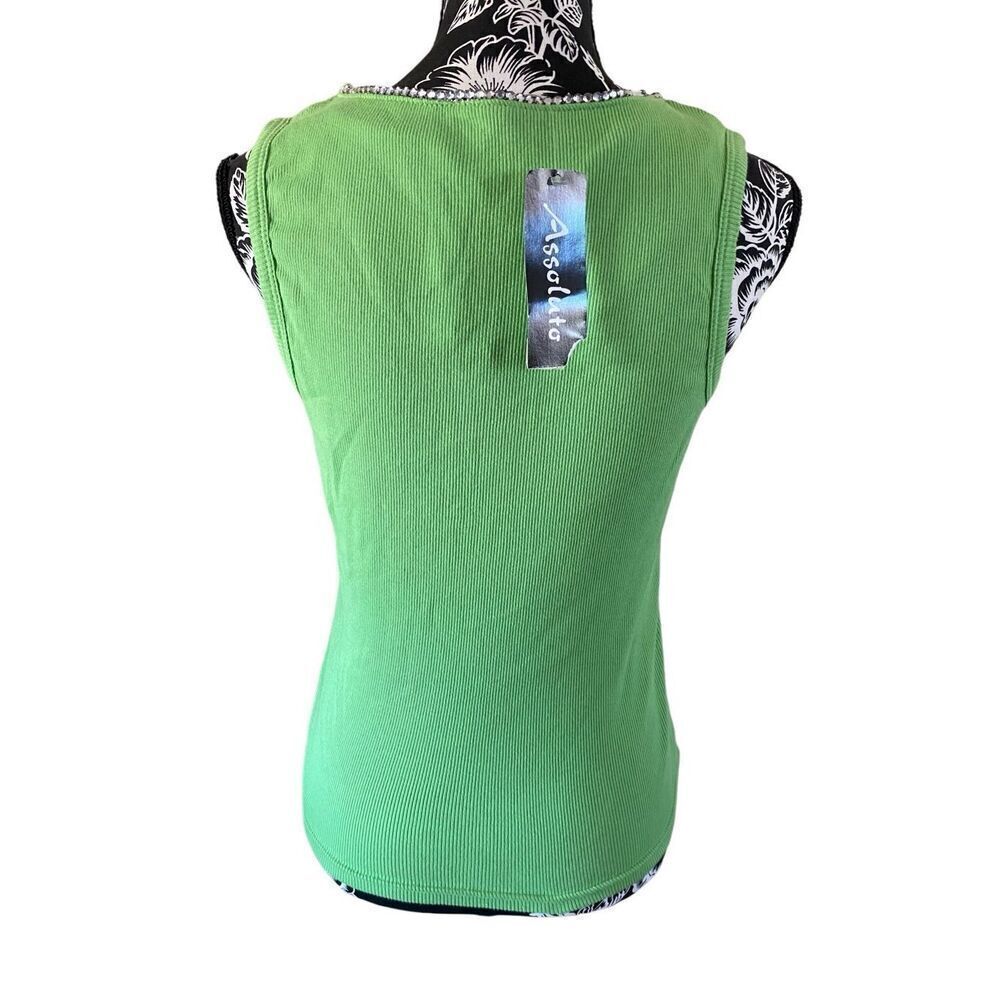 Nwt Assoluto Rhinestone Ribbed Tank Top Embellished - Picture 2 of 14